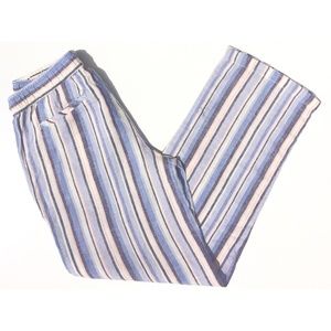 Artisan NY Striped Linen Pants M Blue White Pink